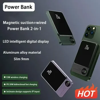 PD20W 50000mAh Мини Портативное зарядное устройство с быстрой зарядкой большой емкости, беспроводной магнитный блок питания MagSafe для iPhone Xiaomi Samsung