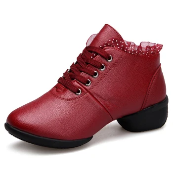 Современные танцевальные кроссовки, женские тренировочные джазовые танцевальные туфли, кожаные танцевальные кроссовки с высоким берцем, женские тренировочные туфли, современные танцевальные джазовые туфли