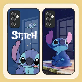Disney Cute Stitch Чехол Для Телефона Samsung S23 S21 S30 S22 S20 S9 S10E Note 20 10 Pro Ultra Plus Стеклянная Дизайнерская Задняя Крышка