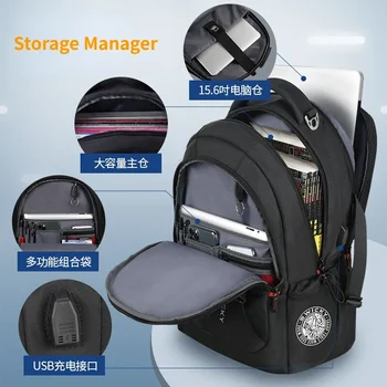 Военный нож, мужской рюкзак, бизнес-кейс для ноутбука большой емкости, USB-зарядка, рюкзак для путешествий, сумки для старшеклассников 3