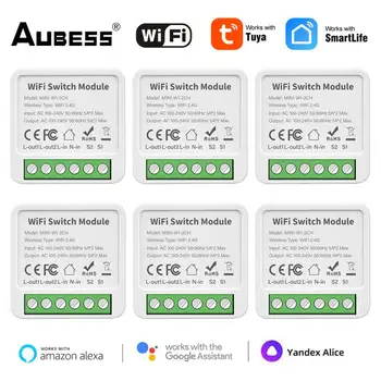 AUBESS Tuya WiFi MiNi Smart Switch Поддержка 2/3/4 Банд 2-полосное Управление Беспроводной Монитор Питания Работа С Alexa Google Home Alice