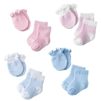 Детские гольфы, варежки для новорожденных, нескользящие носки для малышей на 0-6 месяцев
