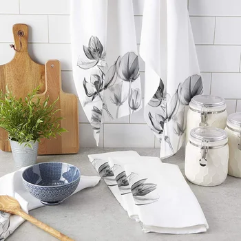 Кухонное полотенце с цветочным тюльпаном, впитывающая салфетка для посуды, полотенце для посуды для кухни, инструмент для бытовой уборки