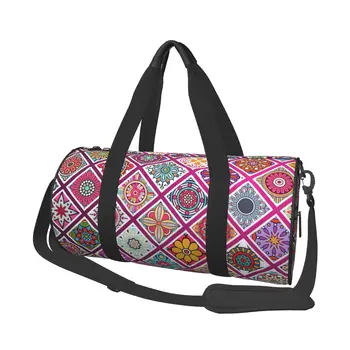 Дорожные сумки Moroccan Bohemian Mandala, мужские сумки для фитнеса, цилиндрическая сумка через плечо, женская большая дорожная сумка-тоут, багажная сумка