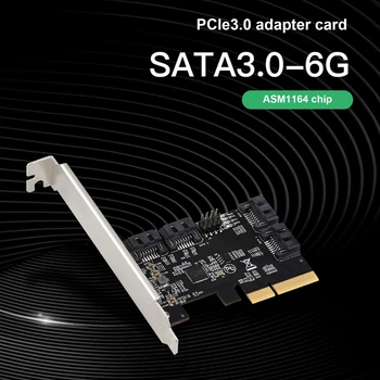 Карта расширения PCIE X4-4 порта SATA3.0 Карта адаптера PCIE3.0 Микросхема ASM1164 Карта расширения PCIE-SATA Загрузочный SSD-накопитель