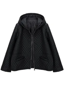 2023 Весеннее новое экологичное кожаное пальто Женская Свободная повседневная мода Плюс толстая хлопковая женская куртка Американская мода