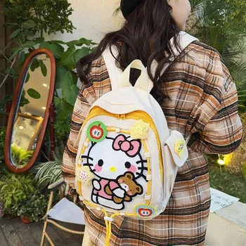 Sanrio Аниме Hello Kitty в японском стиле, маленький свежий рюкзак большой емкости для студентов, милый мягкий рюкзак для девочек, детский школьный ранец 0