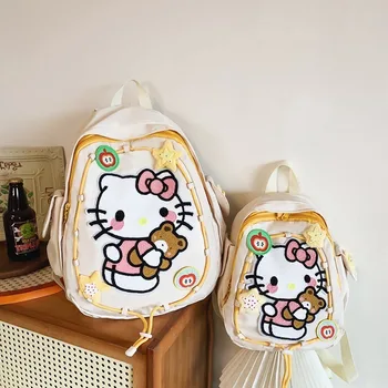 Sanrio Аниме Hello Kitty в японском стиле, маленький свежий рюкзак большой емкости для студентов, милый мягкий рюкзак для девочек, детский школьный ранец 1