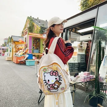 Sanrio Аниме Hello Kitty в японском стиле, маленький свежий рюкзак большой емкости для студентов, милый мягкий рюкзак для девочек, детский школьный ранец 2