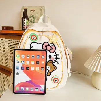 Sanrio Аниме Hello Kitty в японском стиле, маленький свежий рюкзак большой емкости для студентов, милый мягкий рюкзак для девочек, детский школьный ранец 3