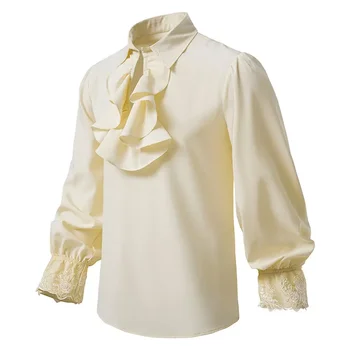 Европейская аристократическая рубашка в стиле вампирского ренессанса с рюшами, средневековая винтажная рубашка, костюм на Хэллоуин XS-XXL 1