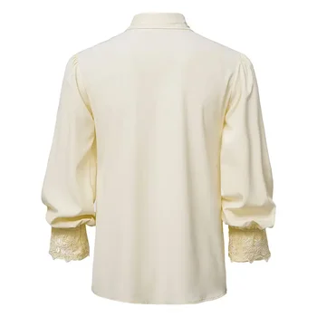 Европейская аристократическая рубашка в стиле вампирского ренессанса с рюшами, средневековая винтажная рубашка, костюм на Хэллоуин XS-XXL 2