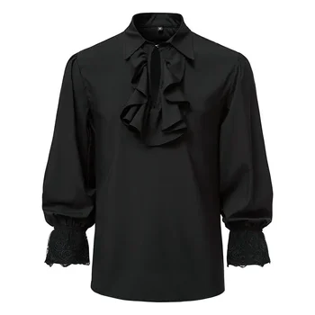 Европейская аристократическая рубашка в стиле вампирского ренессанса с рюшами, средневековая винтажная рубашка, костюм на Хэллоуин XS-XXL 4