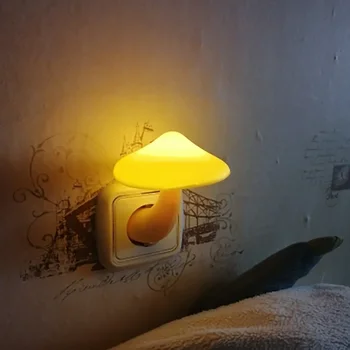 Домашняя спальня со светодиодной подсветкой EU Plug, настенная розетка в виде гриба, лампа с теплым белым датчиком освещения, освещение спальни, украшение дома