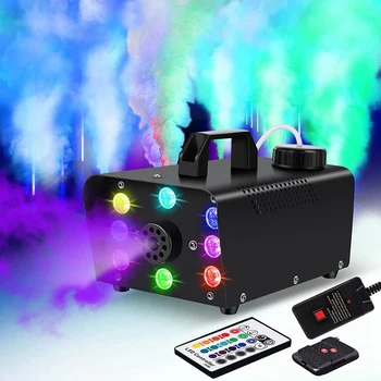 1 комплект сценической дымовой машины с 8 светодиодными лампами, противотуманная машина с эффектом 16 цветов, Хэллоуин С подсветкой, автоматическая противотуманная машина, штепсельная вилка США
