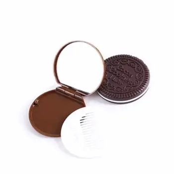 Мини-карманное зеркальце для женщин и девочек с шоколадным печеньем и расческой Princess Portable Sand Прямая поставка 5