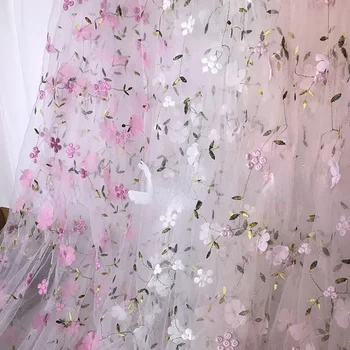 3D Вышитая сетчатая ткань Кружевная одежда Детская одежда Пряжа Ткань для юбки Одежда для шитья своими руками Материал