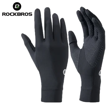Перчатки для рыбалки ROCKBROS, Солнцезащитные перчатки с защитой от ультрафиолета, уличные дышащие Перчатки для вождения, Нескользящие Летние велосипедные перчатки UPF50 + Тонкие
