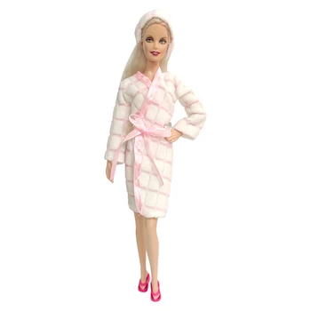 NK 1 Комплект 30 СМ Принцесса Белое Благородное Банное Полотенце Ночная Рубашка + Повязки На Голову Модная Одежда Для Куклы Барби Аксессуары Подарок Для Девочки Игрушка 1