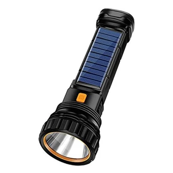 Многофункциональный светодиодный фонарик на солнечной батарее, водонепроницаемый, с аварийным стробоскопом, USB-кабель для зарядки, быстрая зарядка Прочный 4