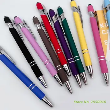Шариковые ручки 10 шт., удобные металлические емкие стилусы для сенсорных экранов, черная рабочая ручка 1,0 мм с зажимом, офисная ручка