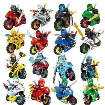 Горячие игрушки 8 шт./лот, модели мотоциклов ниндзя, строительные блоки с фигурками, детские игрушки ниндзя для детей, Рождественский подарок на День рождения