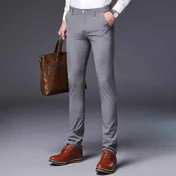 2022, мужские весенне-летние модные стрейчевые повседневные брюки, мужские деловые повседневные брюки с высокой талией, мужские облегающие костюмные брюки G245