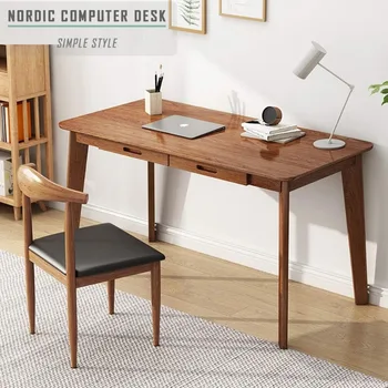 Письменный стол IOTXY из массива дерева - Рабочий стол для домашнего офиса с выдвижным ящиком, рабочий стол для ноутбука 2