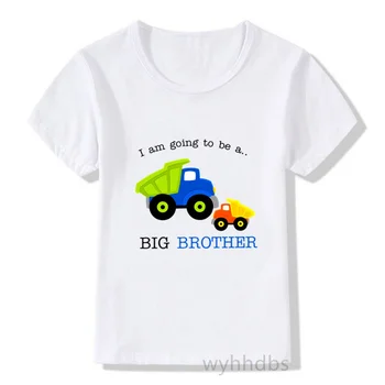 Футболка с принтом старшего брата и младшего брата для мальчиков 2021 года, детские футболки с автомобилями, подарочные футболки для мальчиков и девочек