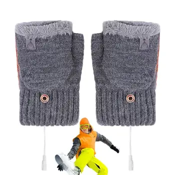 Зимние перчатки с подогревом, женские варежки, USB Перезаряжаемые Грелки для рук, женские перчатки с электрическим подогревом, Мягкие Эластичные грелки для рук Для 0