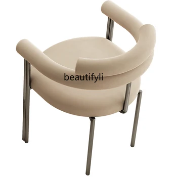 Легкий роскошный чайный столик и стул, простое кресло для отдыха из нержавеющей стали, Кремовое офисное чайное кресло для мастеров
