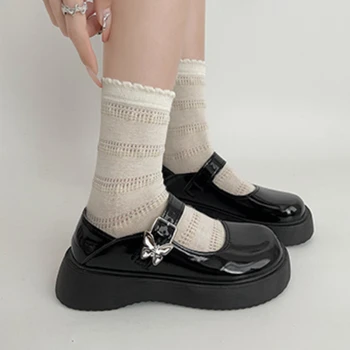 Дизайнерские женские туфли на каблуке, Новинка 2023 года, Обувь Mary Jane, Удобные Женские туфли-лодочки на танкетке, обувь в стиле Лолиты Для девочек, Японская униформа Jk, обувь