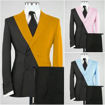 Новейший дизайн пальто и брюк Двубортный костюм Homme Mariage Официальная мода Приталенные Костюмы для мужчин Свадебный костюм жениха Смокинги