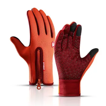 Зимние Теплые Флисовые перчатки с полными пальцами, водонепроницаемые, Ветрозащитные, велосипедные, спортивные, Беговые, Мотоциклетные, лыжные, с сенсорным экраном. 4
