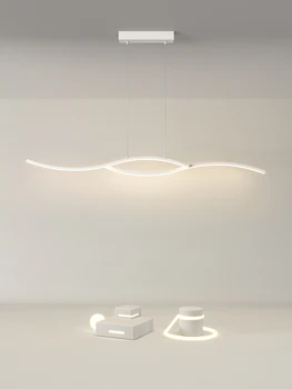 Скандинавский минималистичный подвесной светильник Используется для столовой, гостиной, спальни, кабинета, Белый, черный, с регулируемой яркостью, пульт дистанционного управления, украшение дома