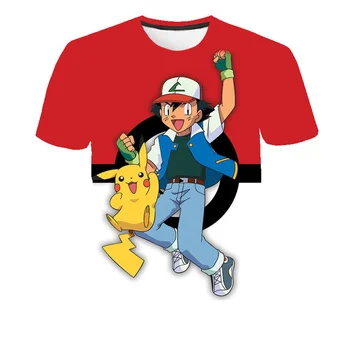 Pokemon Pikachu 3D Pokémon Charmander Eevee Mewtwo Футболка с рисунком из мультфильма для мальчиков и девочек Модная одежда для летних детей с коротким рукавом 3