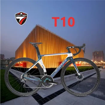 TWITTER T800 Carbon Fiber Road bycicle RIVAL-22S Дисковый Тормоз Гравийный Велосипед 700C Ветровка Гоночная Внутренняя трасса 12*142 мм велосипед