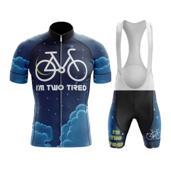 Комплект из джерси для велоспорта Bike Team Дышащие мужские 2023 Забавные рубашки с коротким рукавом Велосипедные шорты с нагрудником 19D Гелевая прокладка Летняя велосипедная одежда 0