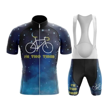 Комплект из джерси для велоспорта Bike Team Дышащие мужские 2023 Забавные рубашки с коротким рукавом Велосипедные шорты с нагрудником 19D Гелевая прокладка Летняя велосипедная одежда 1