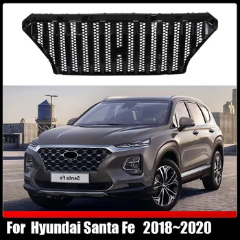 Автозапчасти для внедорожников Корея, Глянцевый черный хром, ABS, Решетка радиатора, сетка для капота, гоночные решетки для Hyundai Santa Fe 2018 ~ 2020