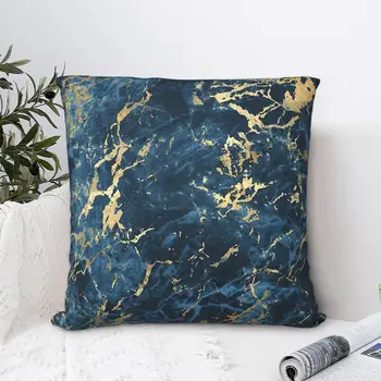 Красивая голубая и золотистая Мраморная наволочка с рисунком Short Plus, чехлы для подушек, домашний диван, кресло, Декоративный рюкзак