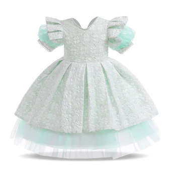 Платье-пачка принцессы с V-образным вырезом и бисером для девочек, детское свадебное платье для Рождественской вечеринки, Детское элегантное платье для 2-7 лет