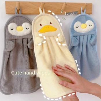 Полотенце для рук, подвесное впитывающее детское полотенце для рук, милый пингвин, утка, приятный для кожи мягкий детский материал