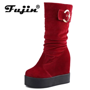 Пинетки Fujin из синтетической микрофибры длиной 11,5 см, Женские Модные демисезонные Женские Туфли на скрытом каблуке Из эластичной ткани.
