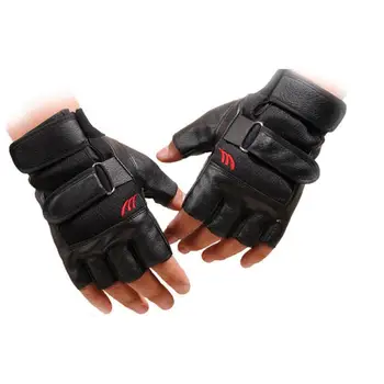 Мужские кожаные велосипедные перчатки для тренажерного зала, фитнеса, дышащие противоскользящие женские мужские перчатки на половину пальца, летняя рыбалка, велосипедные перчатки без пальцев. 0
