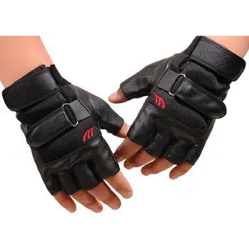 Мужские кожаные велосипедные перчатки для тренажерного зала, фитнеса, дышащие противоскользящие женские мужские перчатки на половину пальца, летняя рыбалка, велосипедные перчатки без пальцев. 2