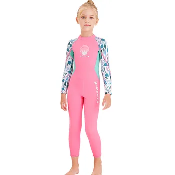 Купальный костюм для девочки, 2,5 мм, цельный защитный от сыпи, детский, с длинным рукавом, защищающий от холода, детский купальник для плавания с медузой для подводного плавания 0