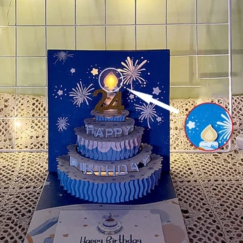 Музыкальная подарочная открытка на день рождения, 3D всплывающая поздравительная открытка со светодиодной подсветкой и музыкой, подарок на день рождения для женщин, мужчин, мамы, друга, жены, ребенка 3