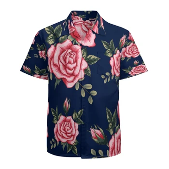 Мужская гавайская рубашка с коротким рукавом, быстросохнущая дышащая пляжная рубашка 0