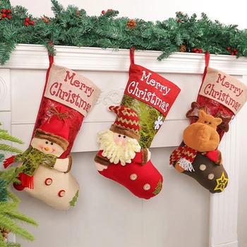 Мультяшный рождественский чулок из полиэфирного волокна, детские конфеты, семейная вечеринка в помещении